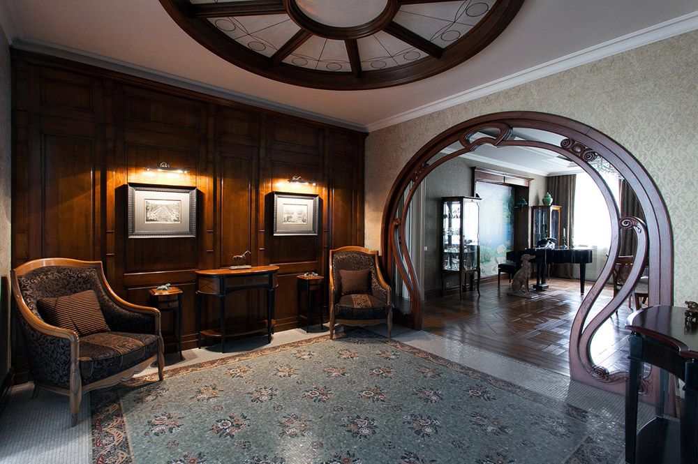 arch design in the interior of the apartment
