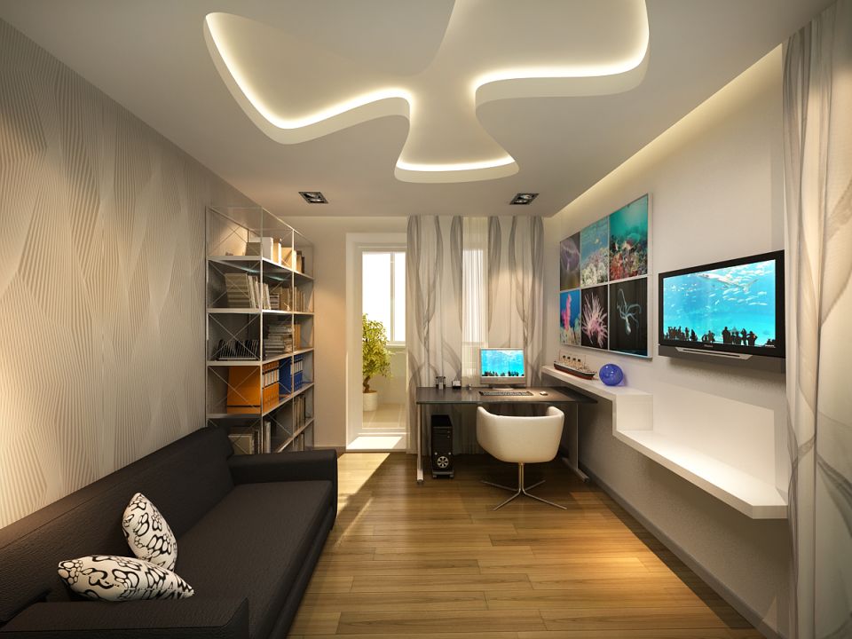 options de photo de conception de salon étroit