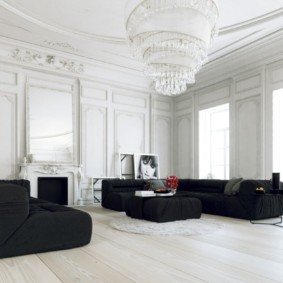 White chandelier with glass pendants