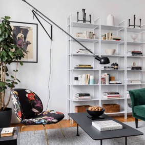 White metal shelving