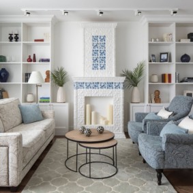 Small living room with a decorative fireplace