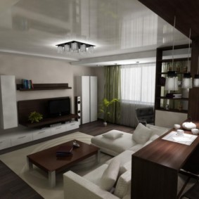 Plafond tendu dans le salon d'une maison privée