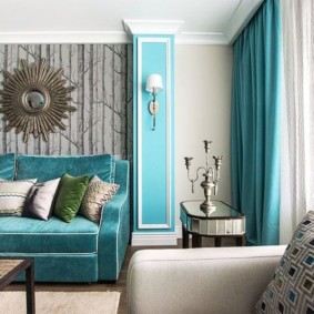 Canapé avec revêtement turquoise en tissu naturel