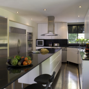 Îlot de cuisine de comptoir noir