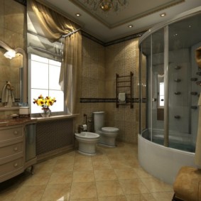 กล่องฝักบัวพร้อมระบบนวดด้วยพลังน้ำในห้องน้ำของบ้านส่วนตัว