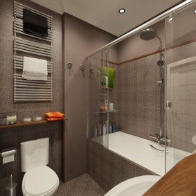 Thiết kế phòng tắm nhỏ với những bức tường màu nâu