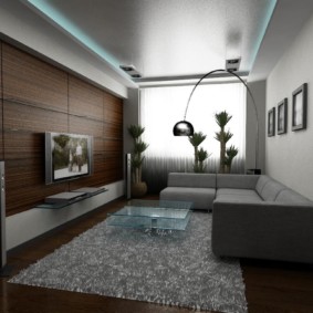 Panneaux en bois sur le mur du salon