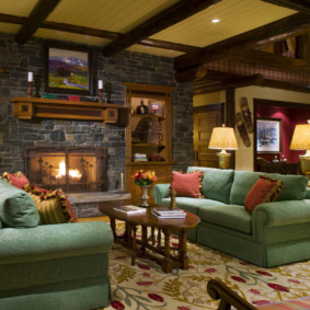 καθιστικό σε πράσινη φωτογραφία σχεδιασμού