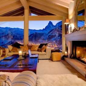 Vues de la photo du salon de style chalet