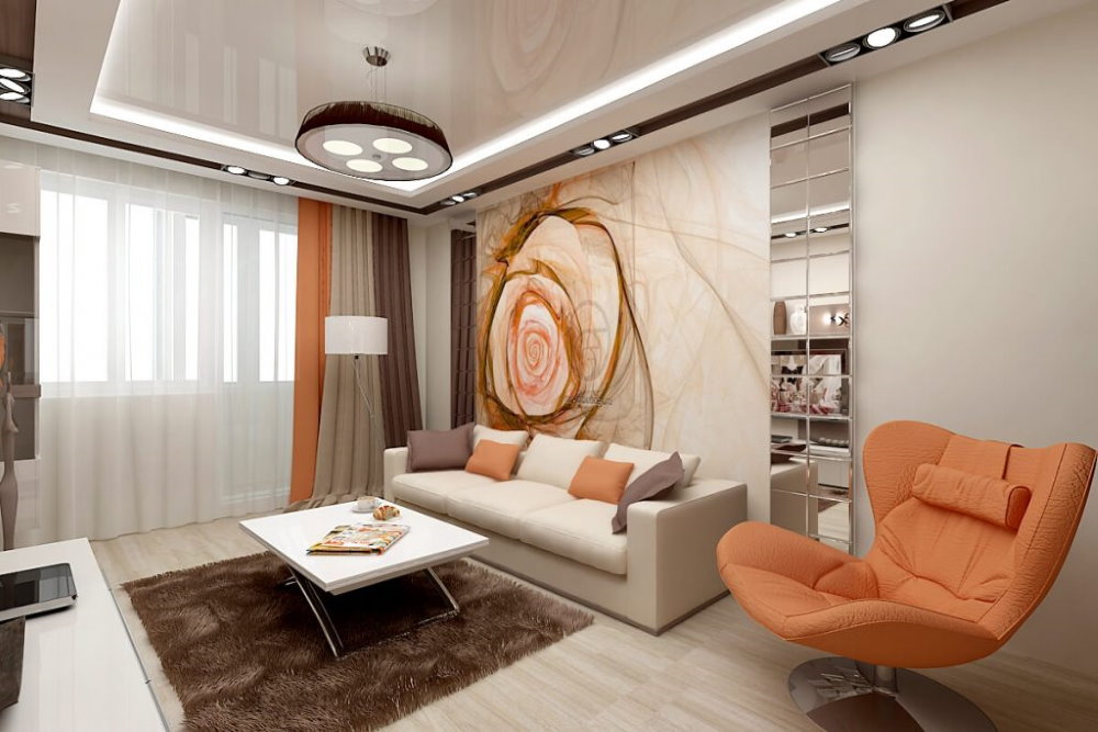 Fauteuil lumineux dans un salon de 25 mètres carrés