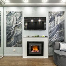 τζάκι στο εσωτερικό του σχεδιασμού ιδεών διαμέρισμα