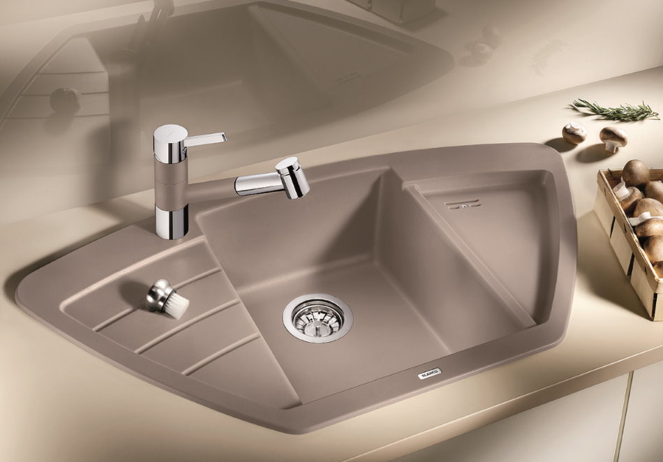 Évier en céramique pour cuisine avec set d'angle