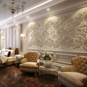 stucco molding in the design of the living room