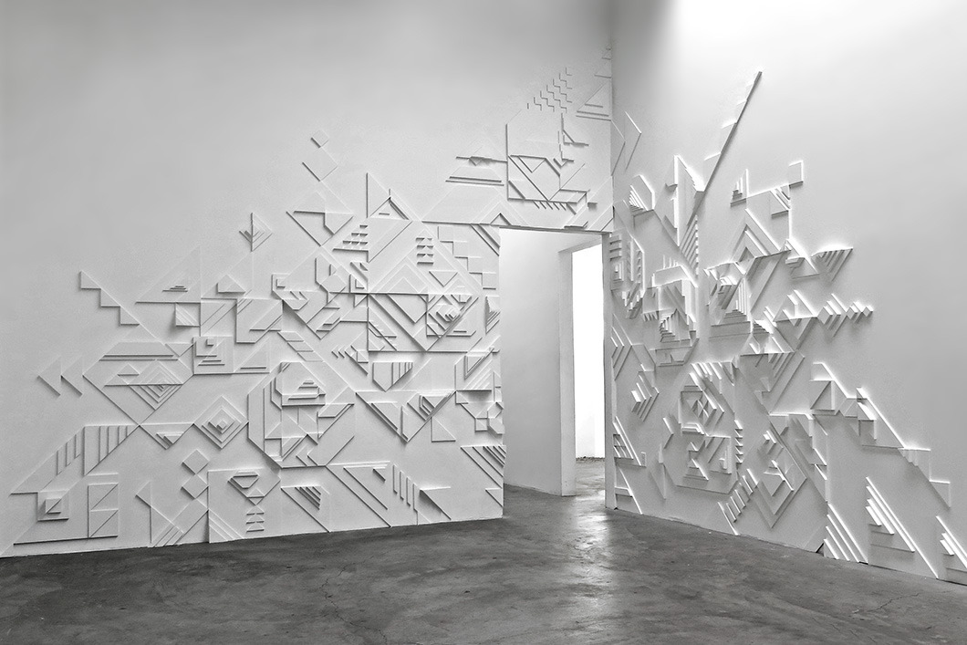 stucco molding in the interior geometric shapes