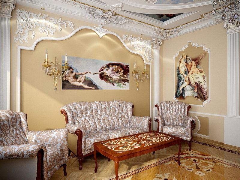 stucco molding in the interior