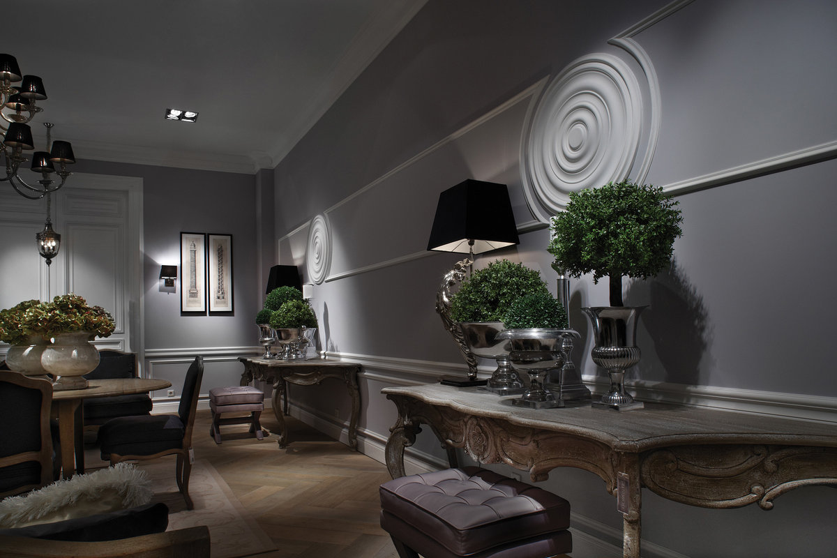 stucco molding in the interior