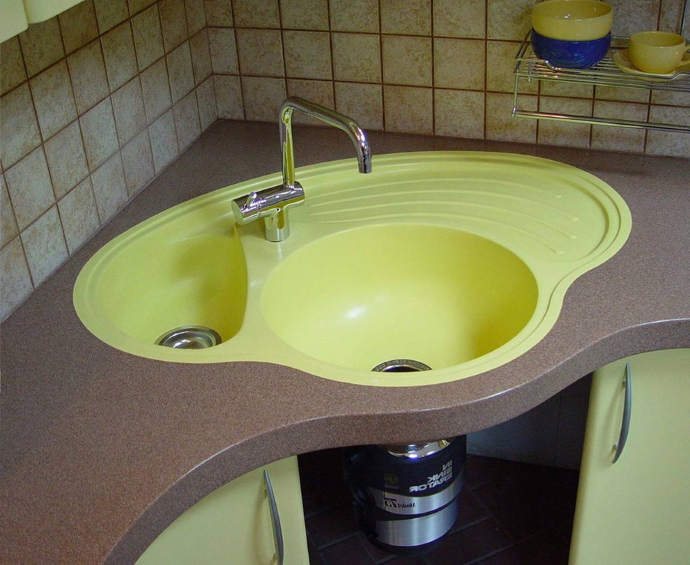 Évier d'angle en pierre acrylique