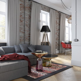 susun atur idea dalaman apartmen tiga bilik