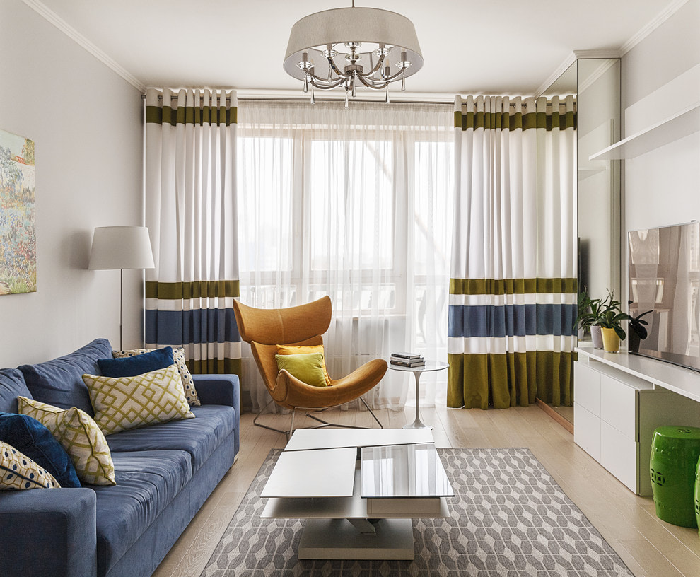 ผ้าม่านบน grommets ลาย