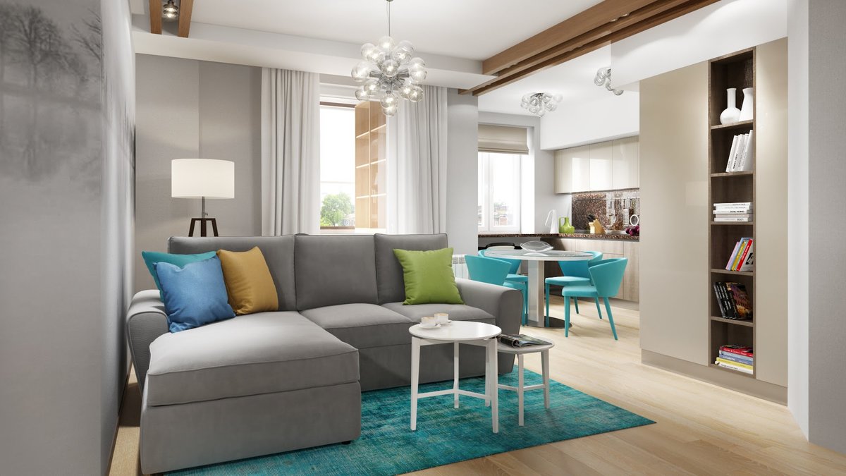 Style scandinave dans un salon étroit