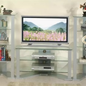 mur sous le verre tv photo