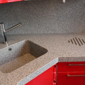 table en pierre artificielle dans la décoration photo de la cuisine