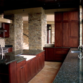 table en pierre artificielle dans la cuisine idées photo