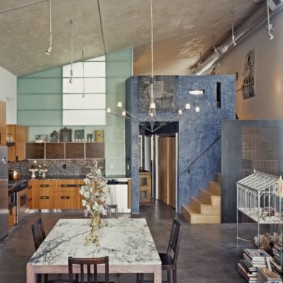 table en pierre artificielle dans la conception de photo de cuisine