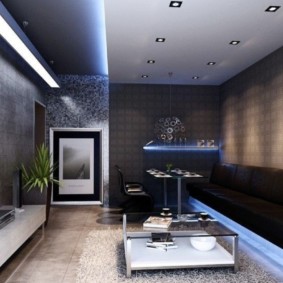 salon étroit dans les idées de décoration de l'appartement