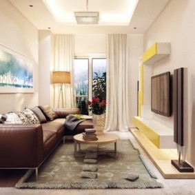 salon étroit dans un appartement intérieur photo