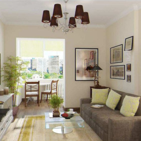 salon étroit dans la vue de l'appartement photo