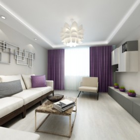 salon étroit dans la conception de l'appartement photo