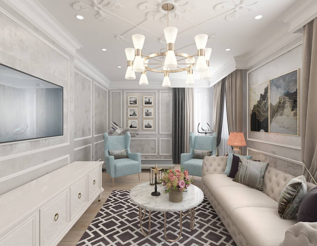 salon néoclassique étroit