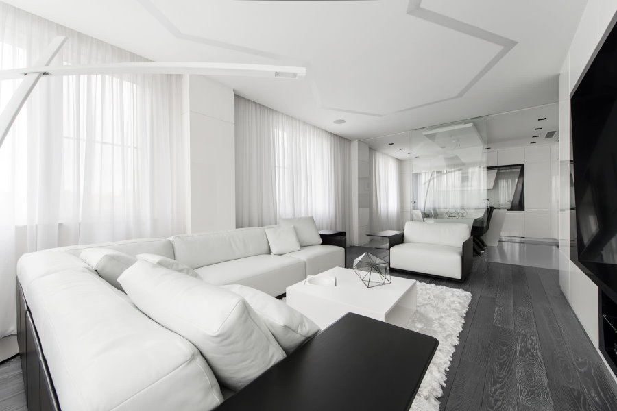 Hightech hoekbank in wit