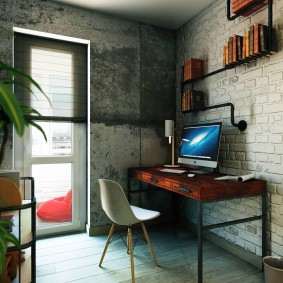 อิฐและคอนกรีตในการตกแต่งภายในของสำนักงาน