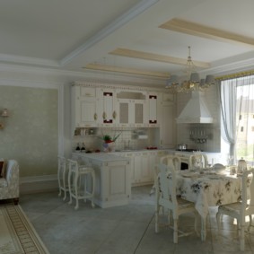 Großflächige rustikale Küche