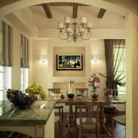 Gewölbte Öffnung zwischen Küche und Wohnzimmer