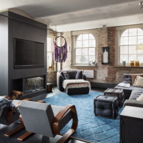 เตาผิงติดผนังสีเทา