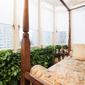 Aire de repos sur le balcon avec des plantes