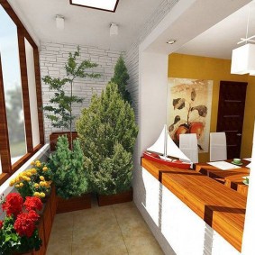 Plantes à fleurs sur le balcon attenant