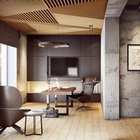 Murs en béton et plafond en bois