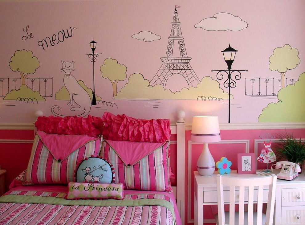 Peintures murales avec l'image de Paris