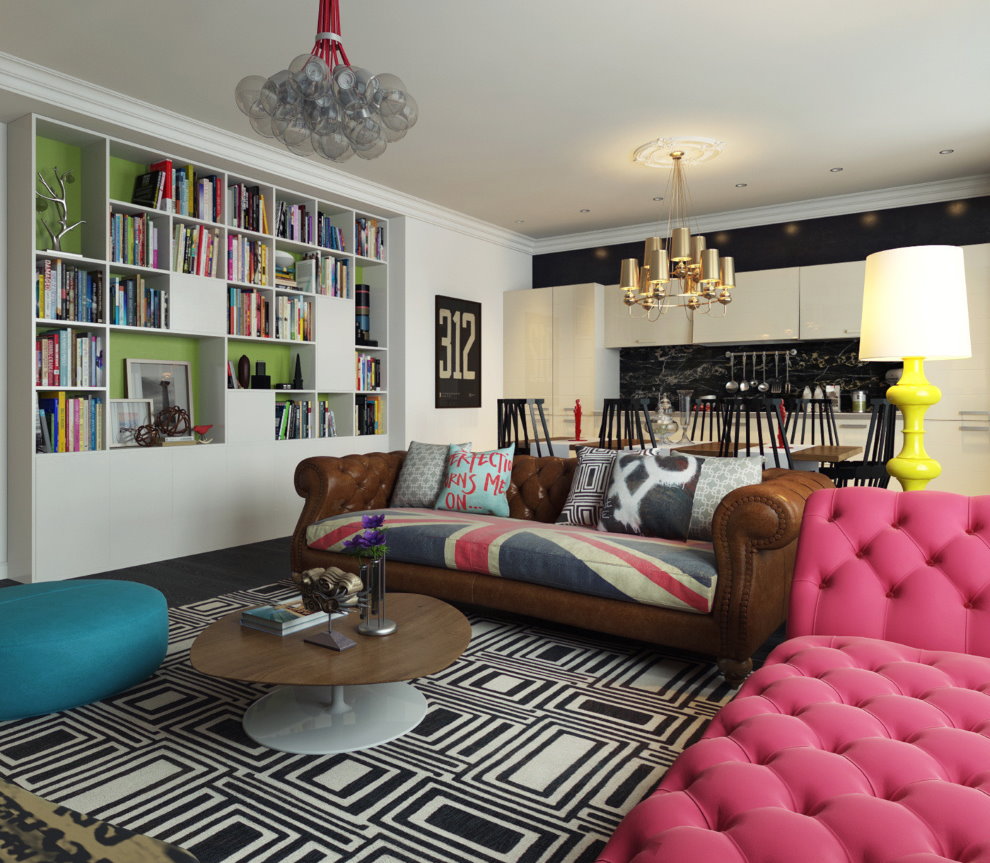 Подреждане на мека мебел в хола в модерен стил