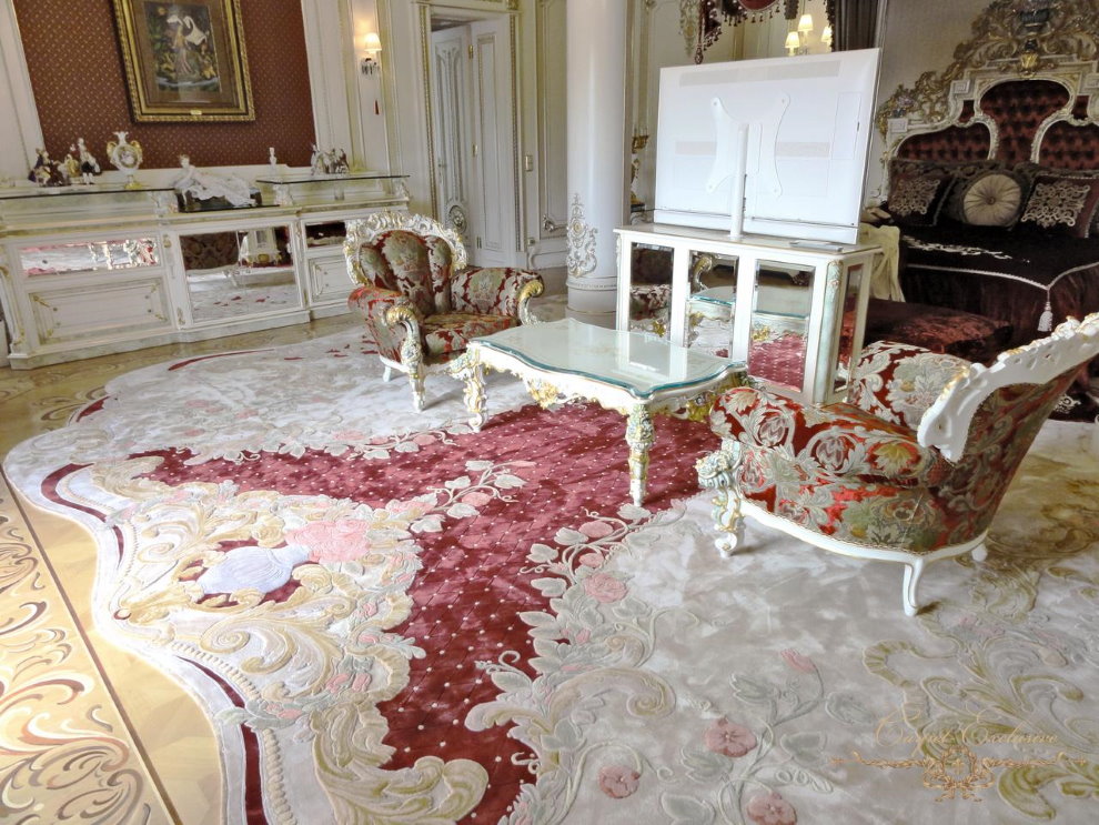 Beau tapis au sol du salon dans un style classique