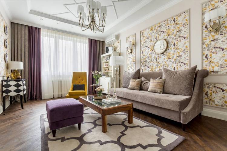 tapet în decorul foto living