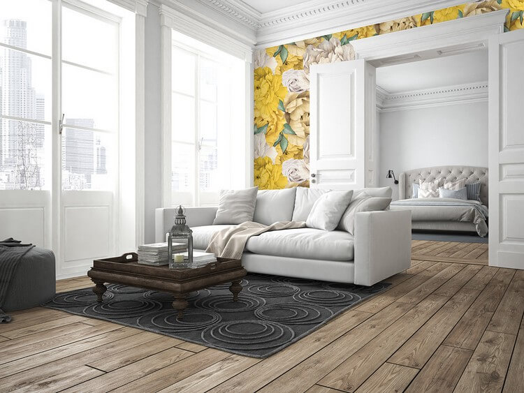 tapet în decorul foto living