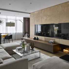 Trang trí tường của hội trường với các tấm gỗ MDF