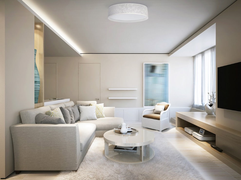 Vlakke lamp in een moderne woonkamer