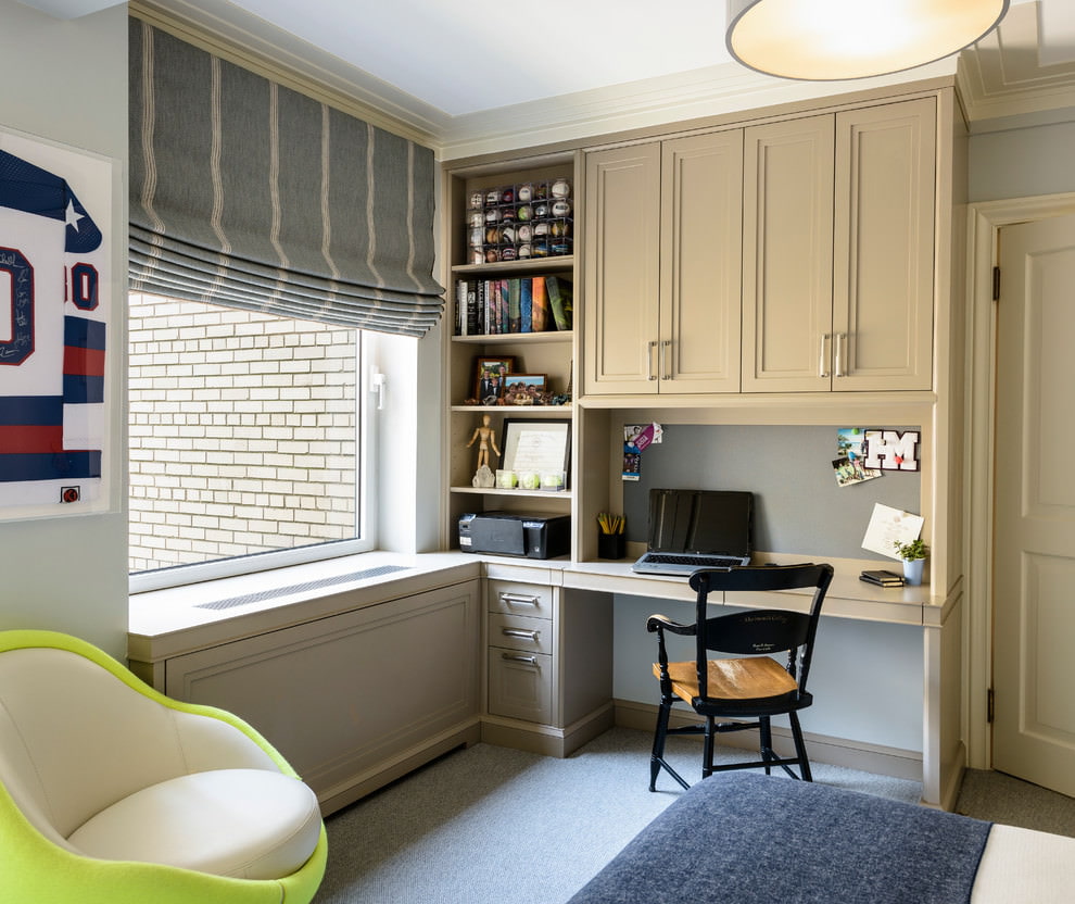 Rideau romain gris à rayures blanches