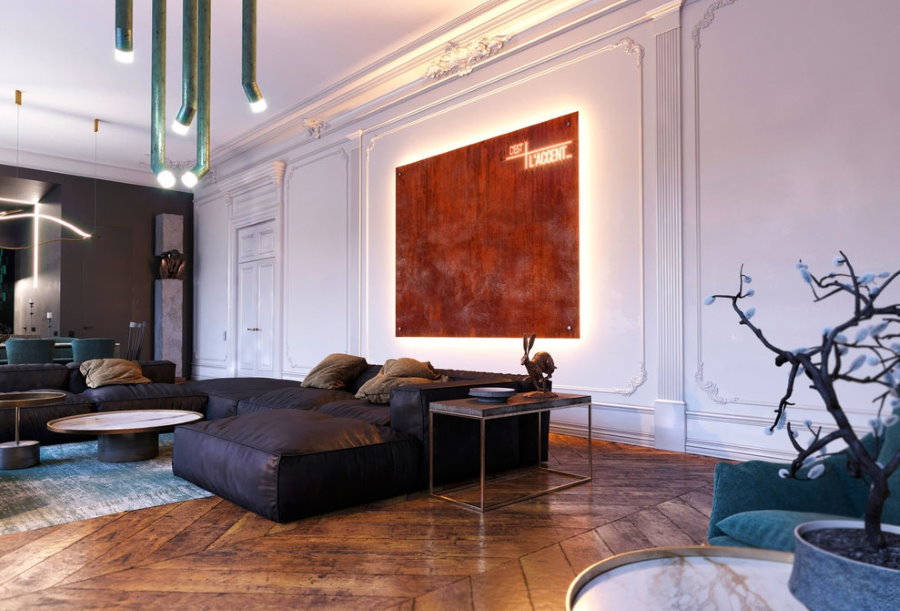 Illuminazione d'accento di elementi decorativi nel soggiorno